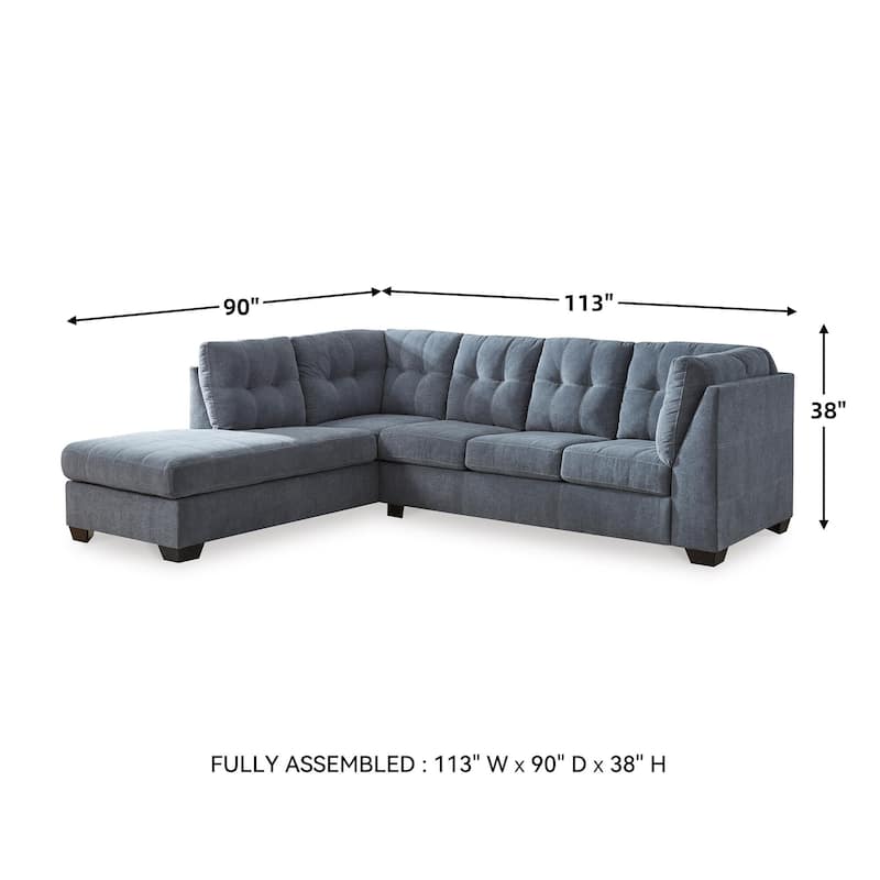 Signature Design by Ashley Marleton Dark Blue 2-Piece Sleeper Sectional with Chaise - 115"W x 91"D x 38"H