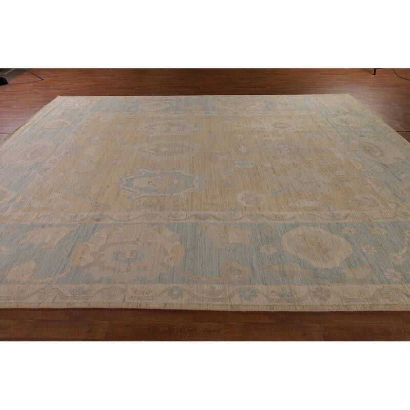 Vegetable Dye Oushak Turkish Large Area Rug Handmade Wool Carpet - 10'0" x 13'7"