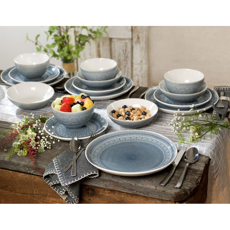 Euro Ceramica Fez 16 Piece Double Bowl Dinnerware Set