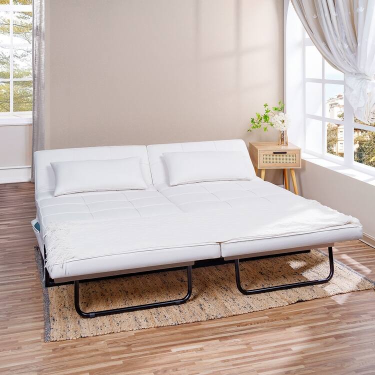 Sleeper Chair Bed, 4 In 1 Multi-Function Convertible Ottoman Bed, Breathable Linen Bed Chair, Convertible Sofa Bed