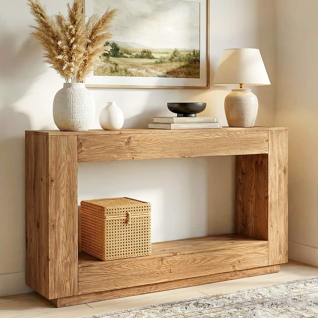 59 Inch Solid Wood Console Tables for Entryway, RectangularSofa Table Behind the Couch, Farmhouse Style