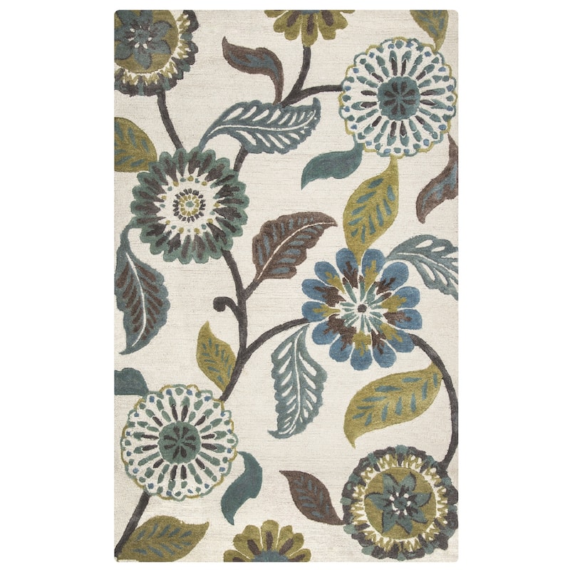 Alora Decor Milan Botanical Floral rug - 5' x 8' Rectangle - Blue/Teal