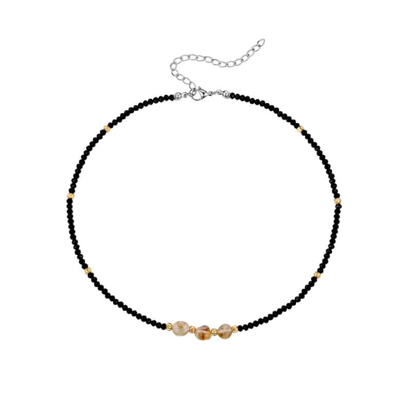 Victoria Townsend Silver Plated 3 Stone & Black Bead Necklace
