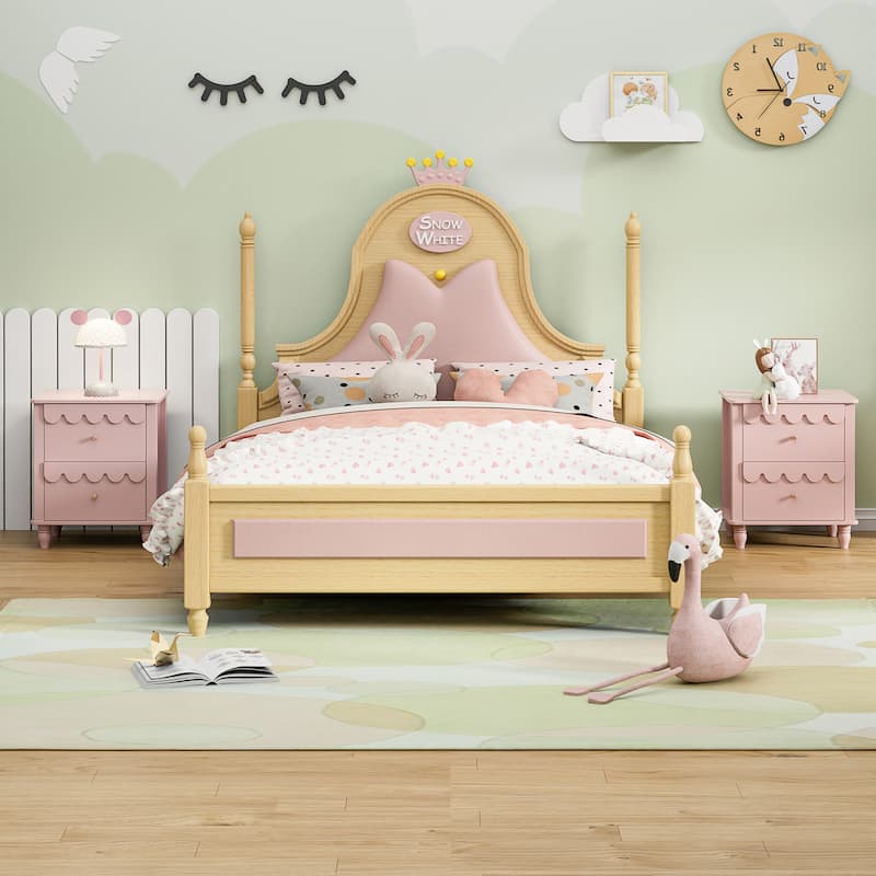 2 Drawers Nightstand Curved Design Cloud Bedside Table