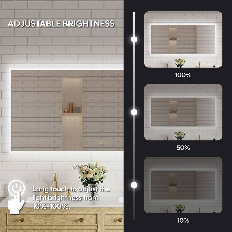 Modern Wall Mounted LED Bathroom Frontlit/Backlit Mirror With PMMA Diffuser