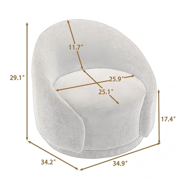 dimension image slide 0 of 3, 35" Wide Velvet/ Boucle Swivel Barrel Accent Chair