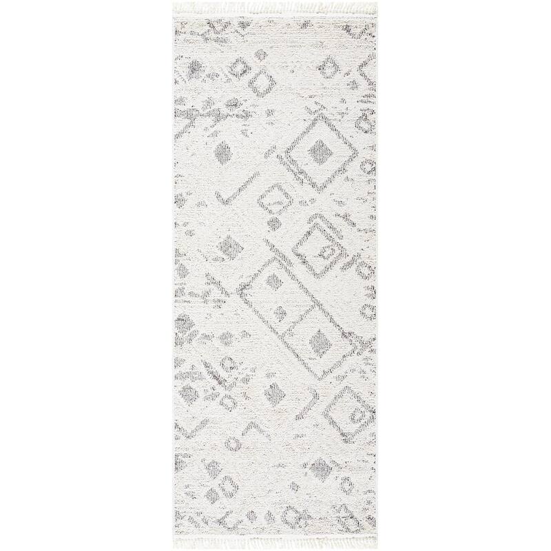 Livabliss Berlin Modern & Contemporary Diamond Area Rug - 2' 7" x 7' 3" - Ivory/Black