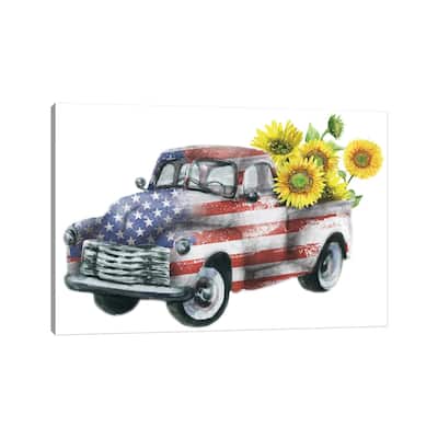 iCanvas "4Th Of July Truck With Sunflowers" by Ephrazy Graphics Canvas Print
