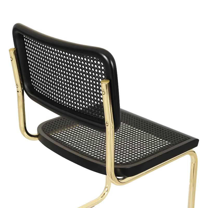 Breuer Chair Company Marcel Breuer Cesca Cane Cantilever Side Chair w/ Brass Steel Frame (Various Wood & Cane Colors)