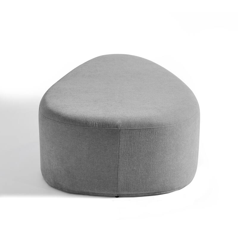 43" Rounded Triangle Upholstered Ottoman, Oversize Fabric Ottoman Footstool