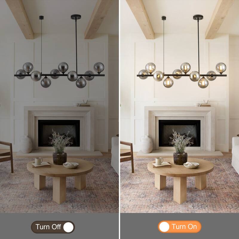 Sputnik chandelier Linear Chandelier with Glass Globes - 10-Light