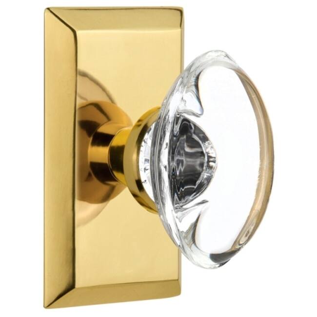 Nostalgic Warehouse Oval Clear Crystal Solid Brass Single Dummy Door
