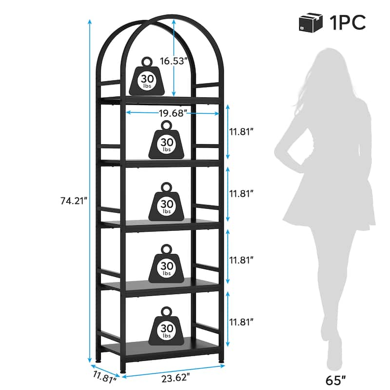 Open Bookshelf, Industrial Bookcase Storage Shelves with Metal Frame