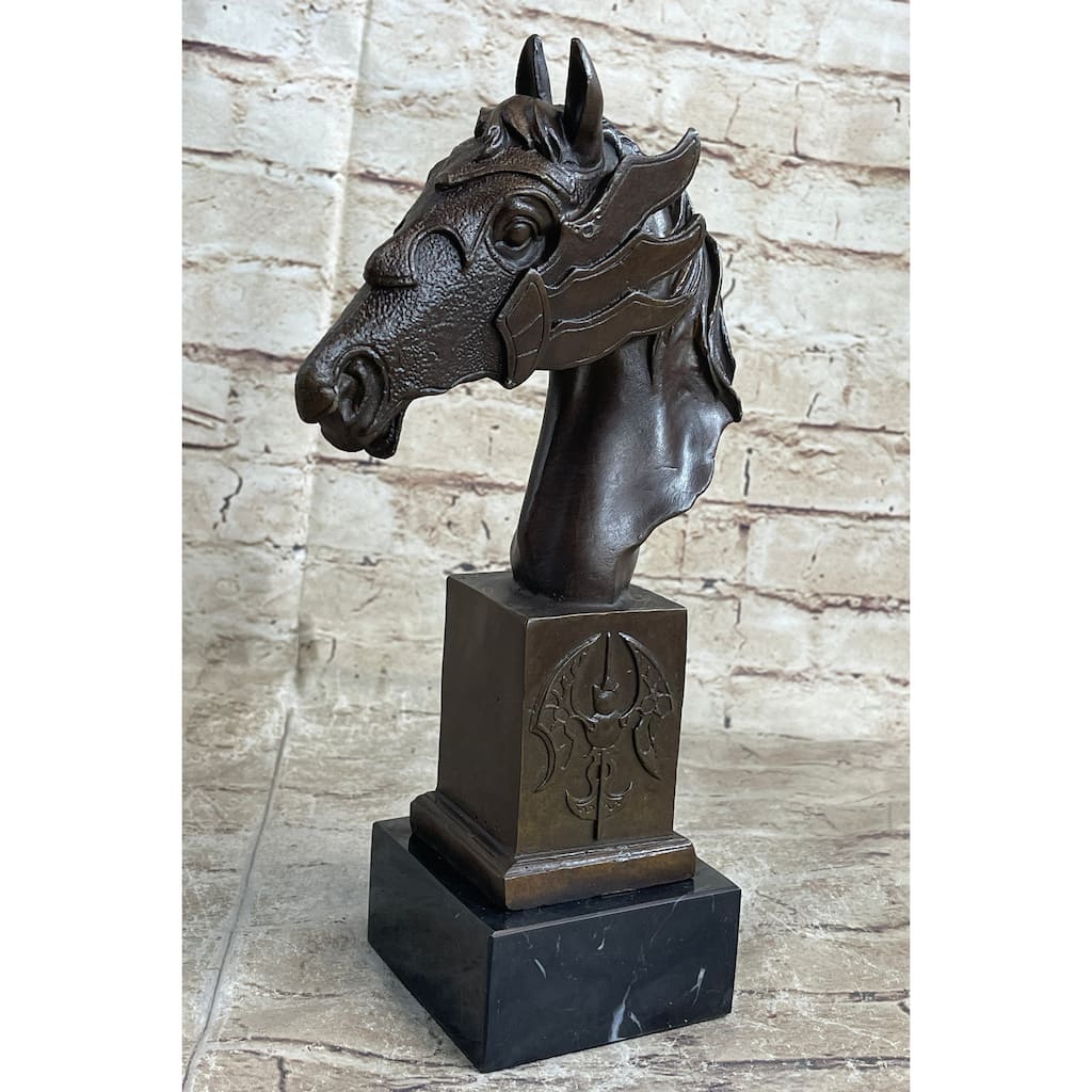 Horse Head Bronze Bust Statue Sculpture Figure Original Art Decor Equestrian 10.5 Inches X 6 Inches