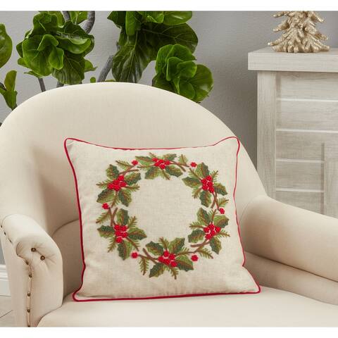 Holly Wreath Design Pillow