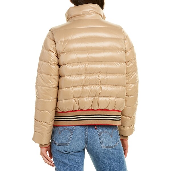 detachable sleeve icon stripe detail puffer jacket