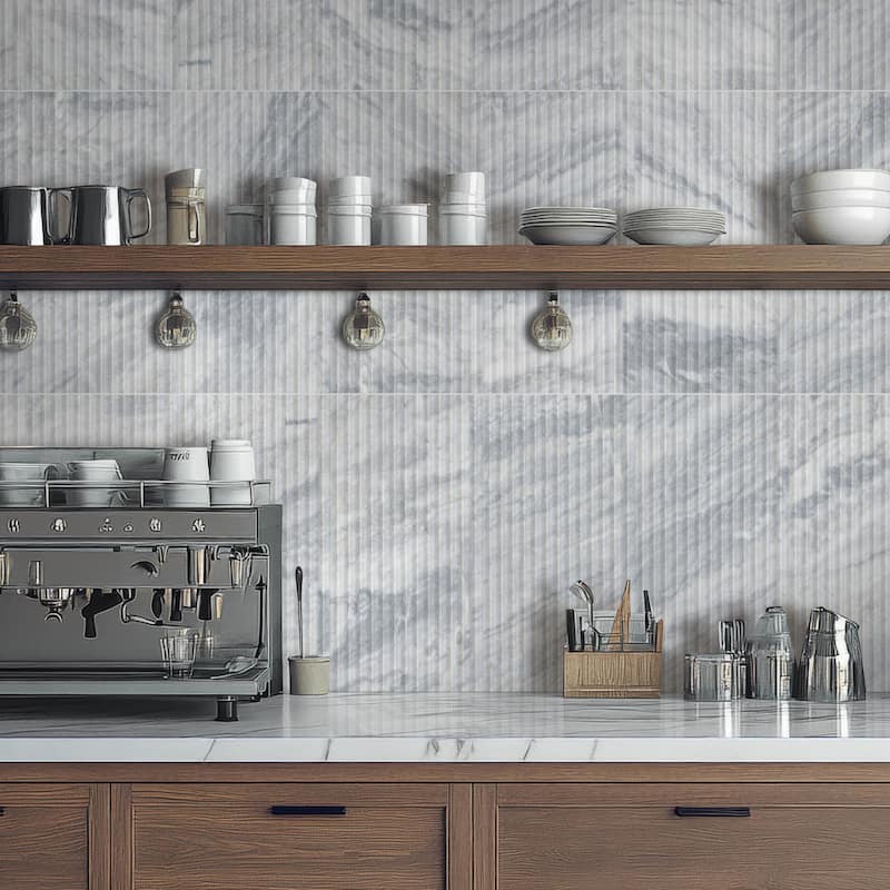 Ackland AKM-M-FL24X12FTLH-CA Flutelle - 12" x 24" Marble Linear Wall