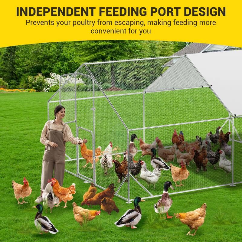 Large Metal Chicken Coop with Waterproof Cover