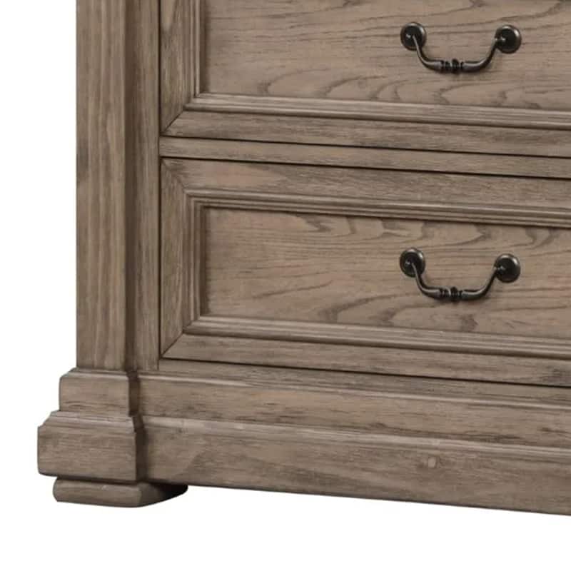 Roi Tall Dresser Chest, 5 Drawers Metal Handles, Weathered Gray