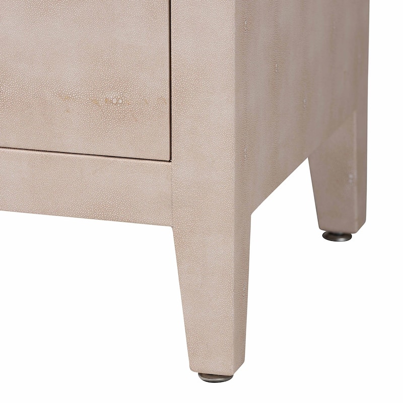 Nira Faux Shagreen Storage Cabinet - Contemporary 2-Door Accent Sideboard with Sleek Metal Handles, for Entryway or Living Room