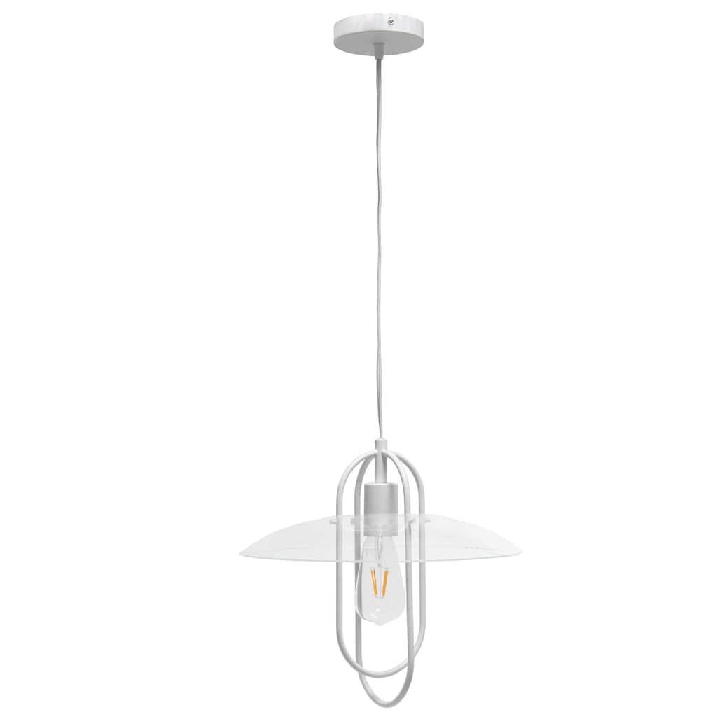 Modern Pendant Light - 13.5" Metal Shade - Clear Glass - Kitchen, Dining, Office Lighting - 45