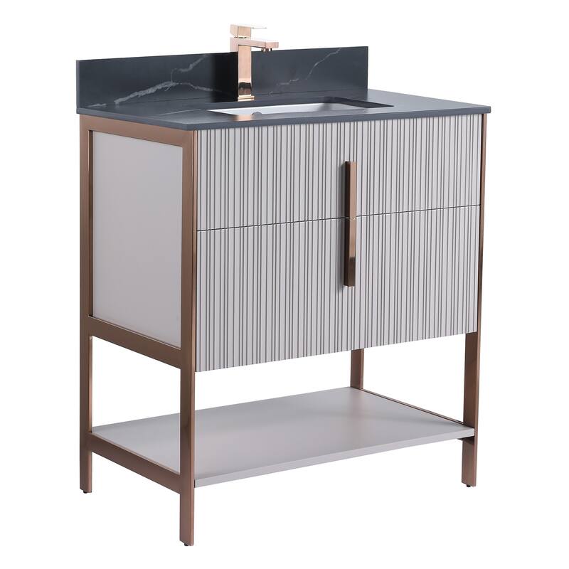 Fine Fixtures Serenity Modern Bathroom Vanity with Black Sintered Stone Top