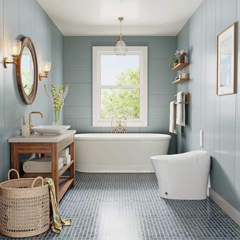 HOROW Tankless Elongated Smart Bidet Toilet with Heated Seat, Warm Water Washing and Remote Control