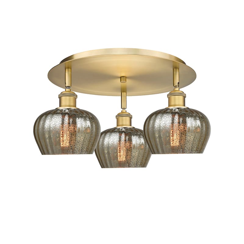 Innovations Lighting Fenton - 3 Light 18" Flush Mount - Mercury/Brushed Brass