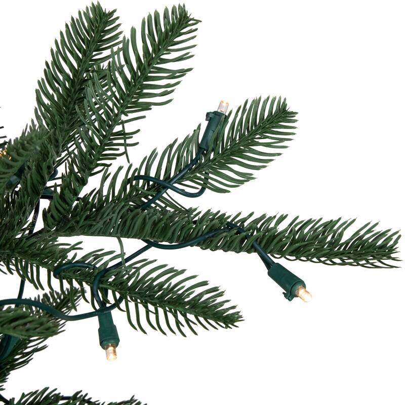 6.5' Nordmann Fir Artificial Christmas Tree, Warm Clear LED Lights - 6.5 Foot