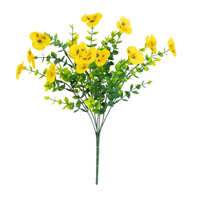 13-in UV Resistant Artificial Pansy Bush (Indoor/Outdoor) - Set of 12