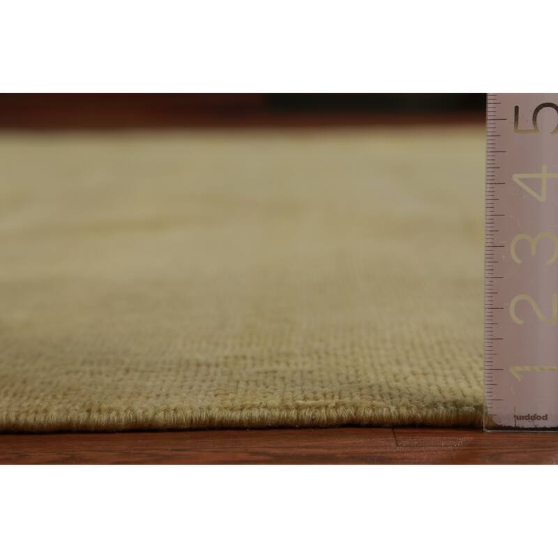 Hand Knotted Oriental 100% Wool Carpet Modern Solid Green Gabbeh Area Rug - 12' 9'' X 9' 10''