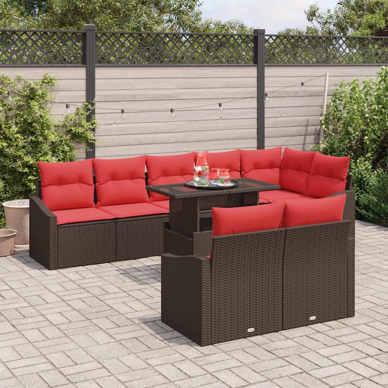 vidaXL 9 Piece Garden Sofa Set with Cushions - 113.6×48.6×27.2