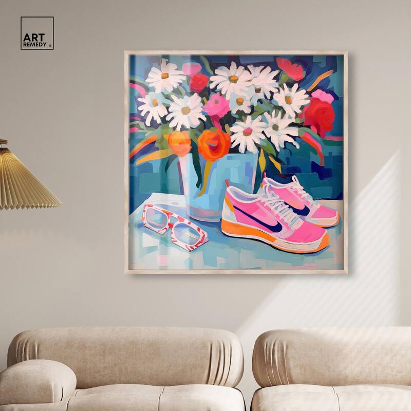 Whimsical Sneakers Flower Vase Shadowbox by Art Remedy