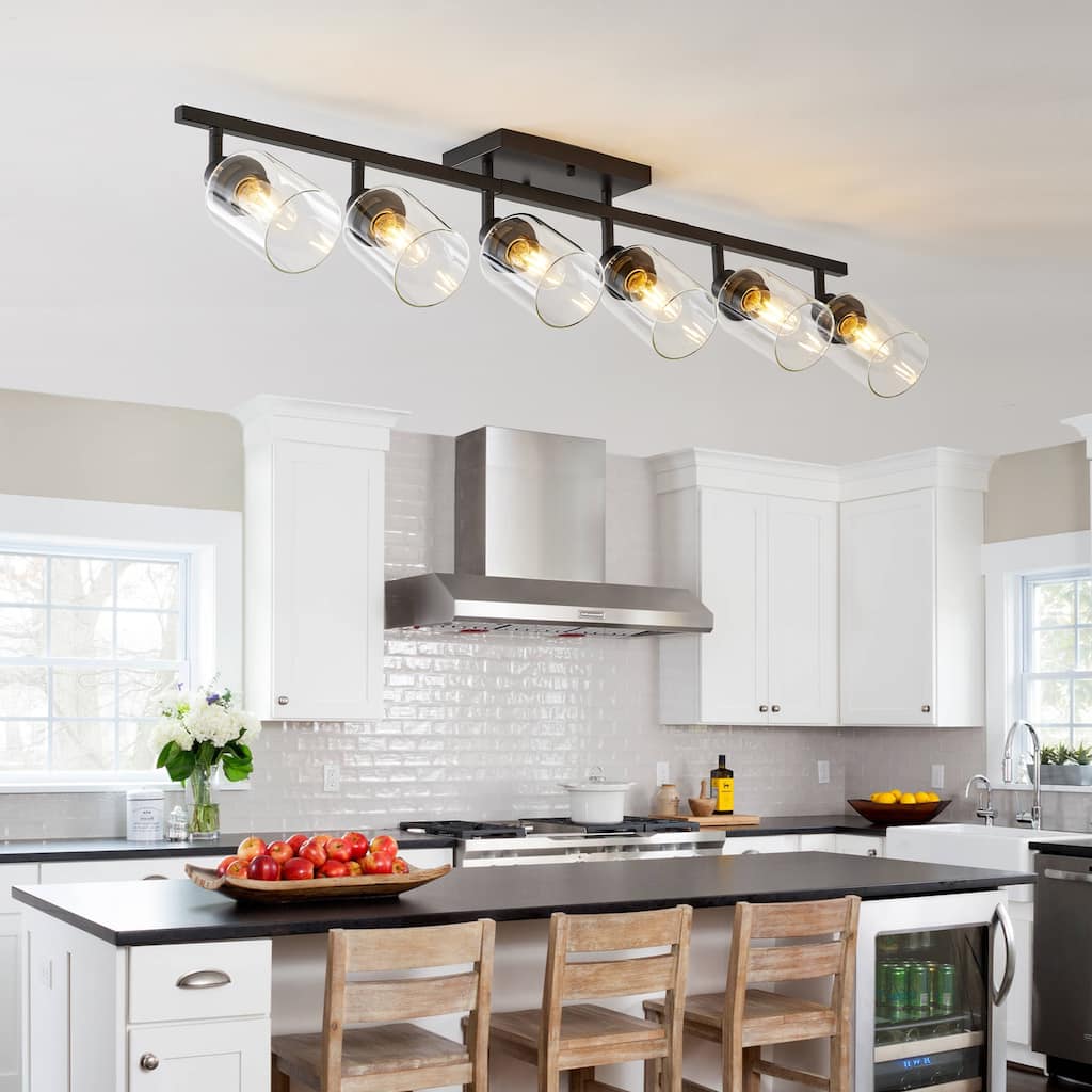 6-Light Track Lighting Kit Black Track Lighting Fixtures Bathroom Wall Sconces Ceiling Mount Kitchen Tracking Lights