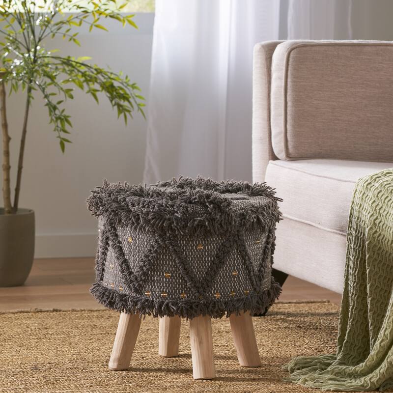 Roja Handcrafted Wool & Cotton 16 X 16 Foot Stool