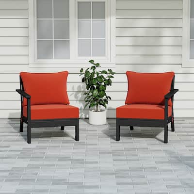 Polytrends Birchwood All Weather HDPE Outdoor Patio Deep Seating Black Loveseat (2-Piece)