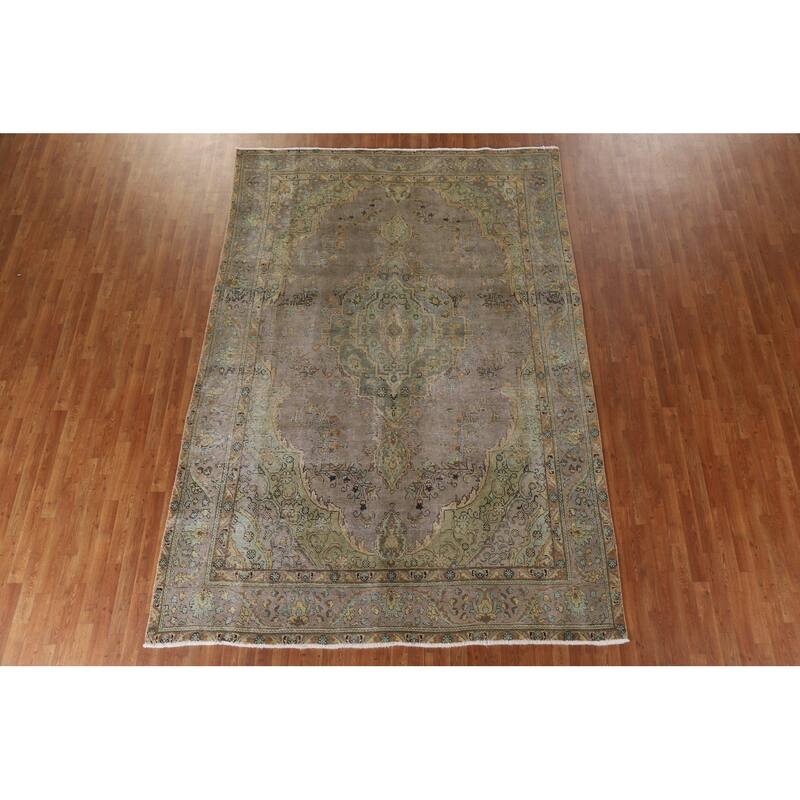 Hand Knotted Oriental 100% Wool Carpet Traditional Medallion Brown Tabriz Area Rug - 11' 0'' X 7' 8''