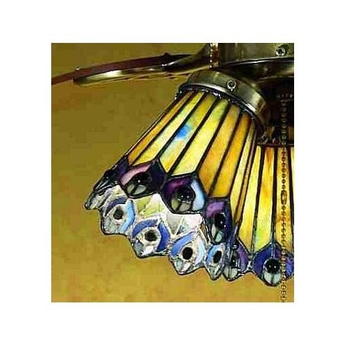Meyda Tiffany 27474 Stained Glass / Tiffany Fan Light Kit Glassware from the Jeweled Peacock Collection