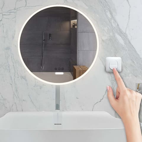 GIVINGTREE Round Wall Mirrors for Bathroom With LED