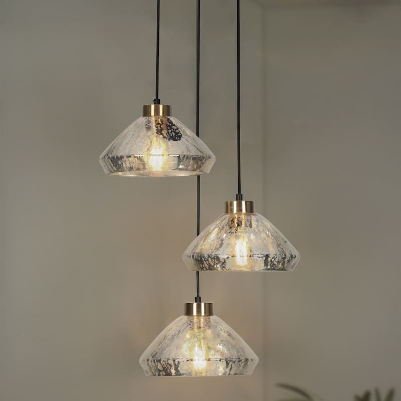 Flyn Modern 3-Light Cluster Pendant Light Glass Chandelier for Dining Room - D 17.7" x H 6.3"