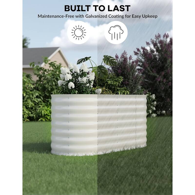 Oval Raised Garden Bed - 0.6mm Resistant Galvanized Steel Planter Box with Tool-Free Assembly,2 PCS