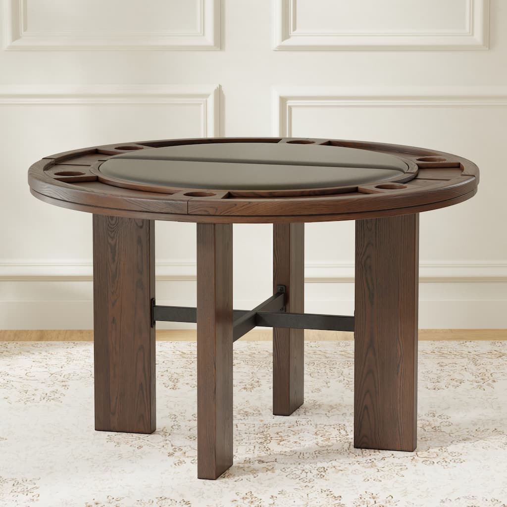 Holliday 48-inch Dining and Poker Game Table in Walnut Finish