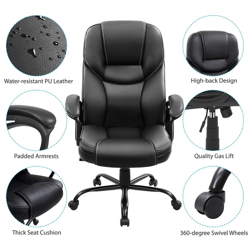 Yaheetech Faux Leather Executive Office Chair Big and Tall Computer Desk Chair - N/A