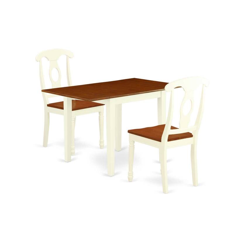 HomeStock 3-Pc Buttermilk and Cherry Finish Solid Wood Top Dining Table Set