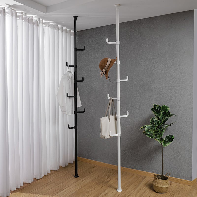 Adjustable Laundry Pole Clothes Drying Rack Coat Hanger DIY Floor to