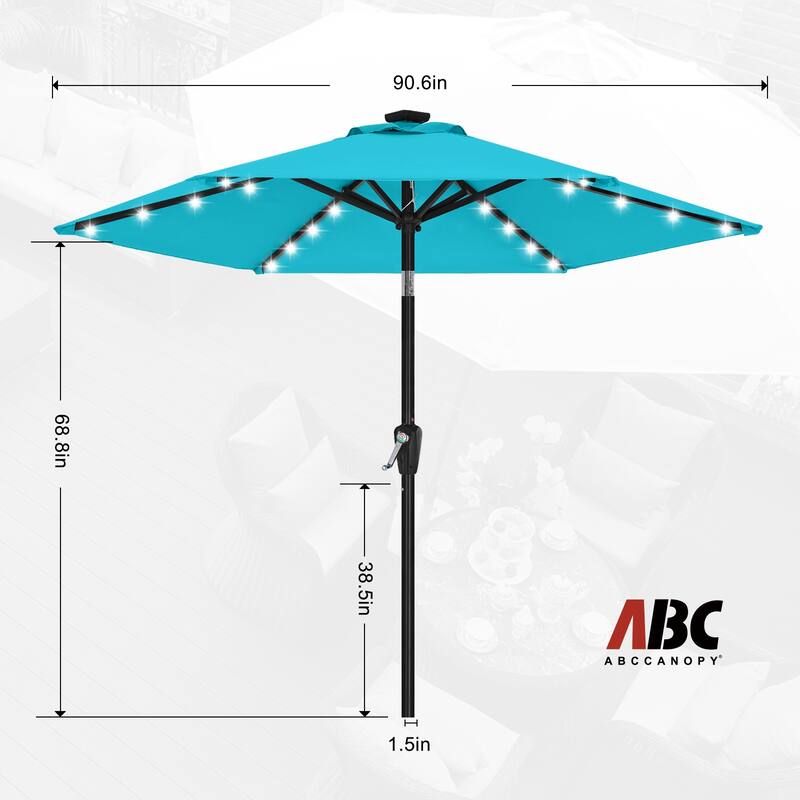 ABCCANOPY 7.5FT Outdoor Patio Solar Umbrella with 24LED Lights