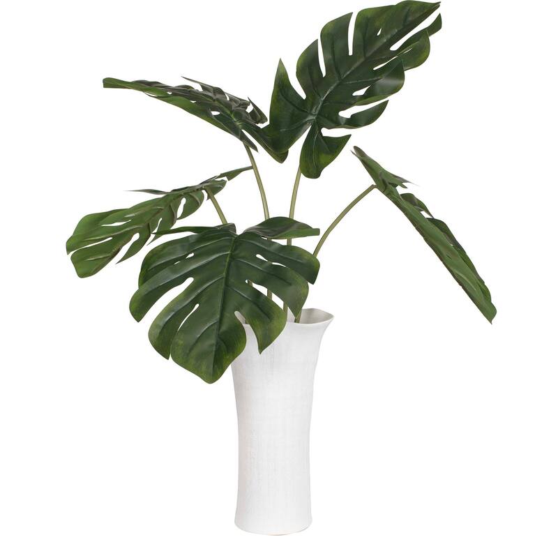 Uttermost Muse Monstera White Vase Centerpiece - 36.00" W x 36.00" H x 36.00" D