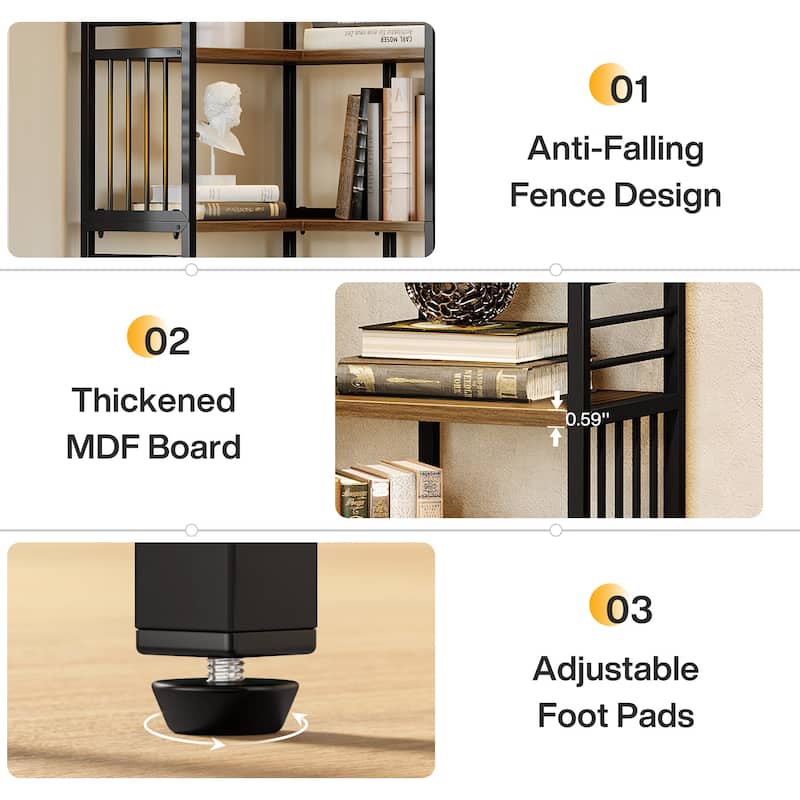 78 Inch Tall Corner Shelf with Cabinet, Industrial Bookshelf with Door