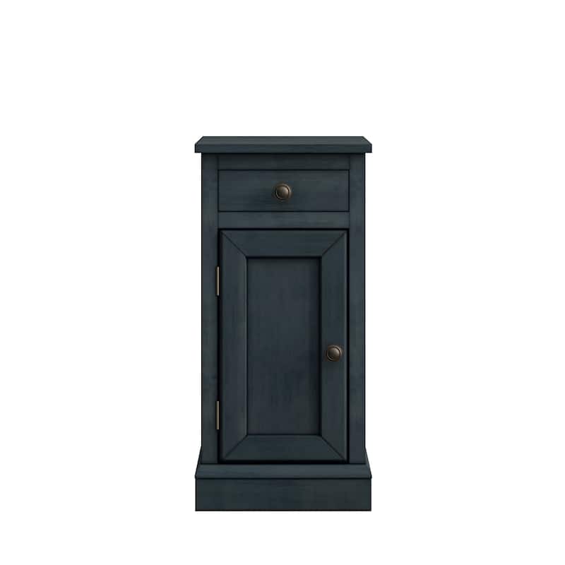 Antique Blue Solid Wood Veneer Accent Table