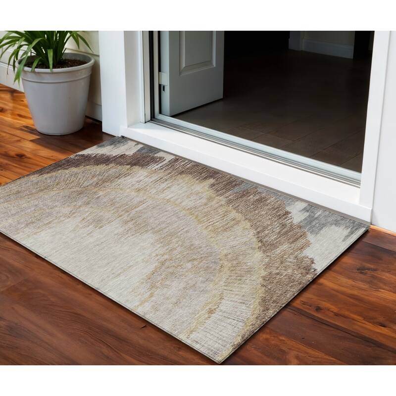 HomeRoots Abstract Transitional Rectangle Outdoor Rug - 3' x 5'